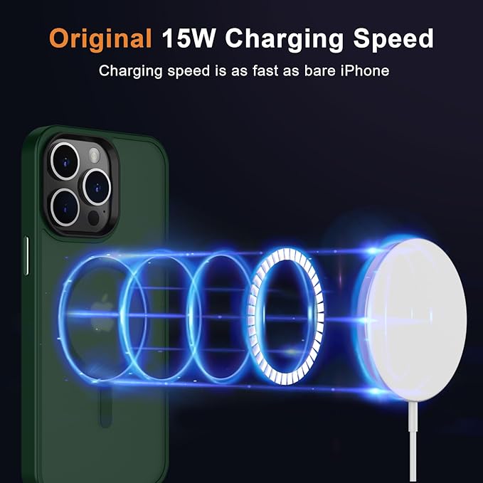 MOCCA Strong Magnetic for iPhone 12 Pro Max Case,[Compatible with Magsafe][Glass Screen Protector+Camera Lens Protector] Slim Thin Shockproof Cover Phone Case for iPhone 12 Pro Max 6.7",Midnight Green