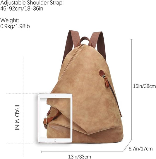 KL928 PU Leather Vintage Backpack – Large Casual Daypack Outdoor Travel Rucksack Hiking Backpacks for Men Women