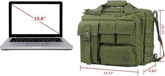 GES Tactical Briefcase, 15.6" Men's Messenger Bag Military Briefcase for Men, ArmyGreen