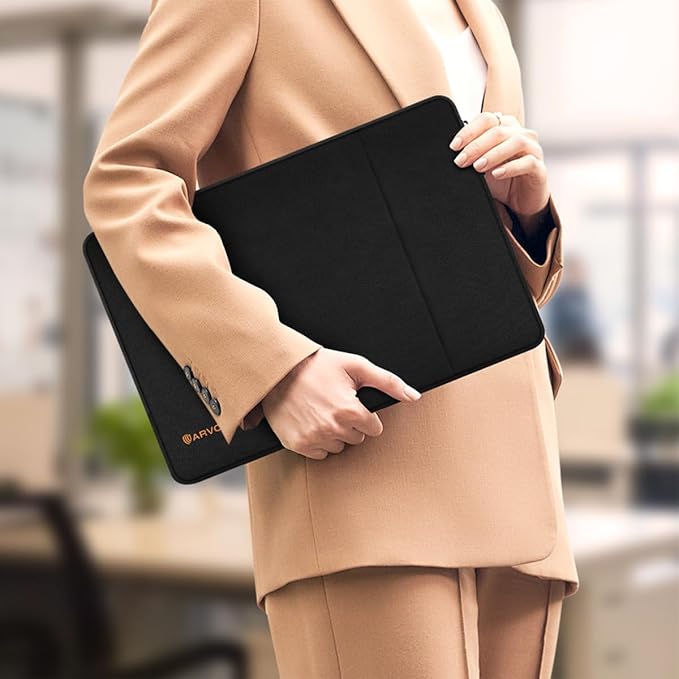 Arvok 15 15.6 16 inch Laptop Sleeve case for MacBook Air 15/16 inch/MacBook Pro 16 inch, Water-Resistant Protective Portable Laptop Cover Bag for HP/Dell/Asus/Acer/Huawei, Black