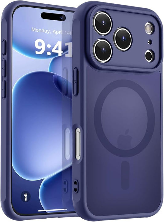 MOCCA Strong Magnetic Compatible with iPhone 17 Pro Max Case [Compatible with Magsafe] [Full Camera Protection] Slim Translucent Matte Shockproof Phone Case Cover 6.9",Deep Blue