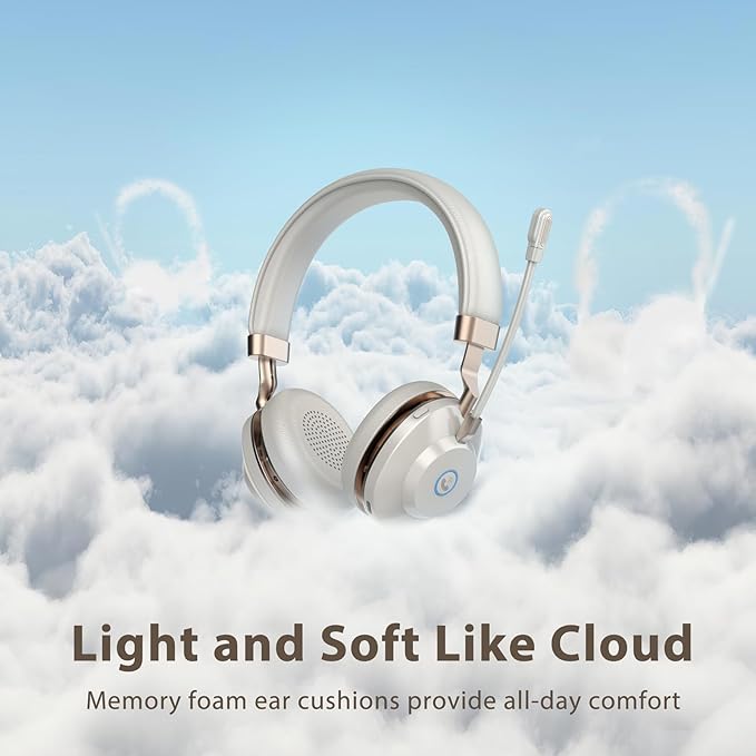 Wireless Headset, Bluetooth Headset with Microphone, AI Noise Canceling Mic & USB Dongle, 45 Hrs Working Time V5.3 Wireless Headphones with Mic Mute for PC/Laptop/Office/Call Center/Zoom/Home