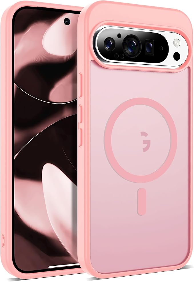 Compatible with Google Pixel 9 Pro XL Case with Magnetic [Compatible with Mag-Safe][Military Grade Drop Protection] Slim Translucent Matte Phone Case with Anti-Fingerprint Tech, Pink