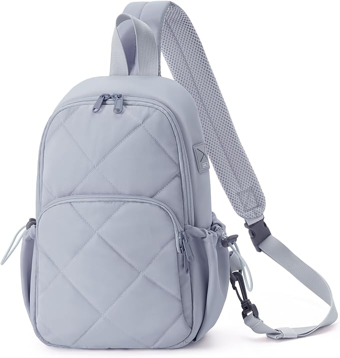 Wandering Nature Sling Bag for Women Lightweight Quilted Crossbody Bag Fits for 11" Tablet with Breathable Back Panel Anti Theft Pocket Padded Strap USB Charge Port, Ideal for Travel, Daily Use