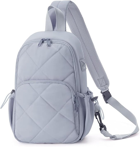 Wandering Nature Sling Bag for Women Lightweight Quilted Crossbody Bag Fits for 11" Tablet with Breathable Back Panel Anti Theft Pocket Padded Strap USB Charge Port, Ideal for Travel, Daily Use