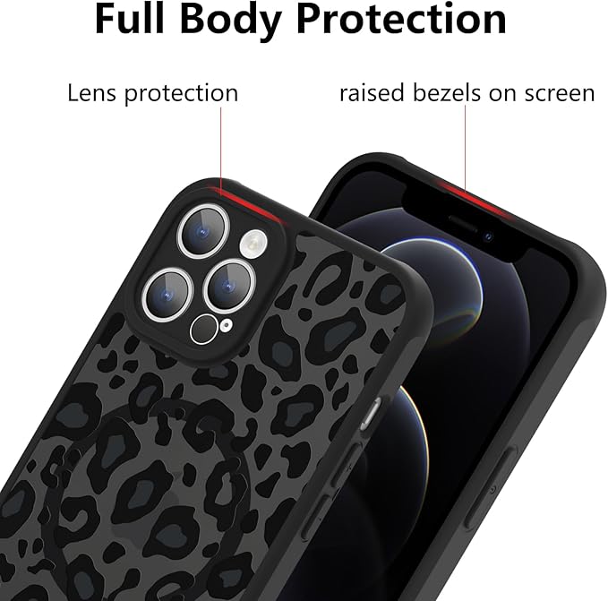 KANGHAR Case for iPhone 12 Pro Max Phone Case [Compatible with Magsafe] Leopard Printed Pattern Cute Cheetah Protective Magnetic Case for Girls Women Men 6.7"