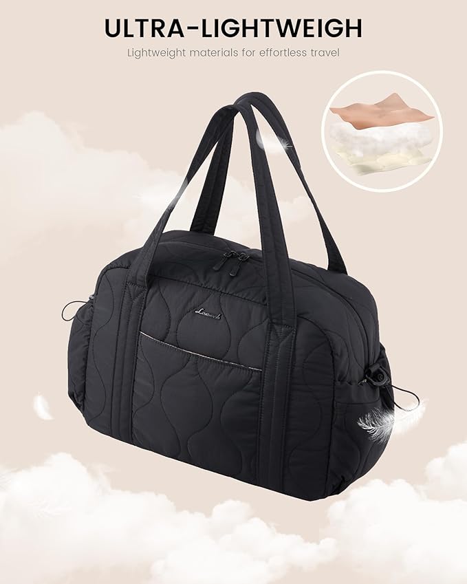 LOVEVOOK Gym Bag for Women, Puffer Travel Duffle Bag with Wet Pocket, Lightweight Carry On Bag Weekender Overnight Bag with Toiletry Bag, Multiple Pockets Personal Item Travel Bag for Airplanes