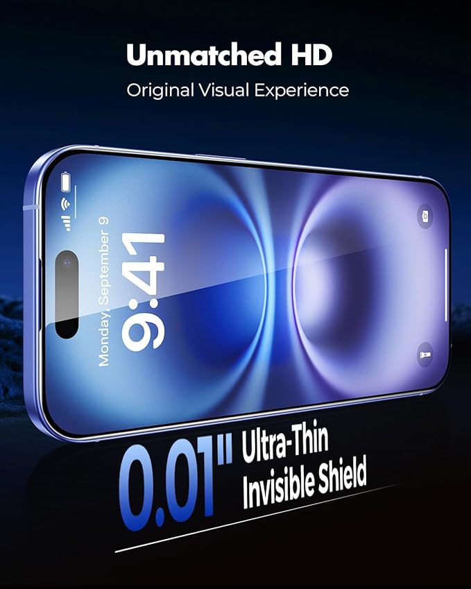 UNBREAKcable 3-Pack Screen Protector for iPhone 16 Tempered Glass - [One-Pull Perfection] [Auto Dust-Elimination] [9H+ Hardness] [99.99% HD Clear] Full Coverage for iPhone 6.1 inch