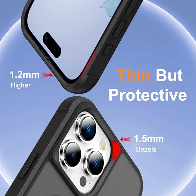 Compatible with iPhone 14 Pro Case with Invisible Magnetic O-Ring Stand Military-Grade Translucent Case for iPhone 14 Pro 6.1" [Compatible with Mag-Safe][Great Grip Feeling], Black