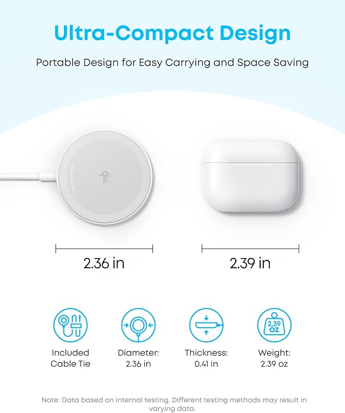 Anker Zolo Magnetic Wireless Charger, Qi2 Certified 15W MagSafe-Compatible Wireless Charging Pad, for iPhone 17/16/15/14/13/12 Series, AirPods, and More (Not for Pixel, Adapter Not Included)