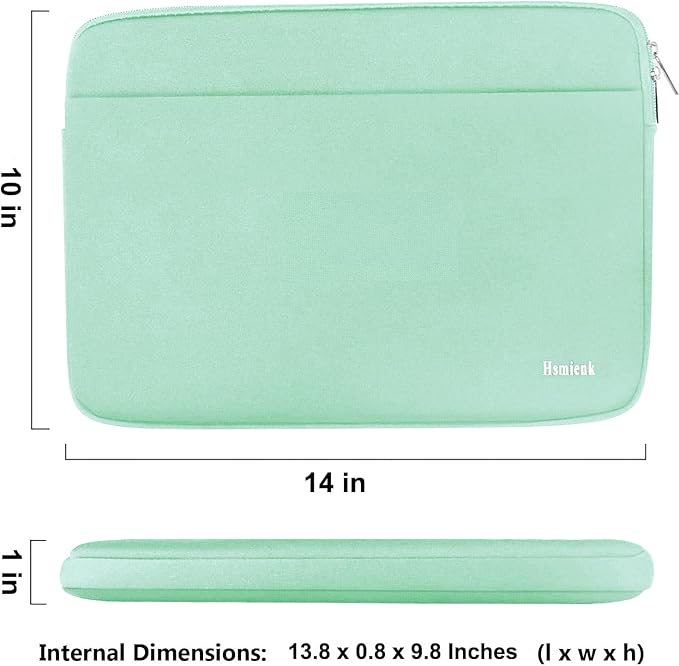 Laptop Sleeve 14 inch, Shockproof Protective Notebook Cover Bag with Accessory Pocket, Durable Carrying Laptop Case Compatible for MacBook HP Lenovo Dell Asus Acer, Light Blue