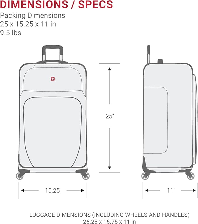SwissGear Sion Softside Expandable Luggage, Burgundy, Checked-Medium 25-Inch