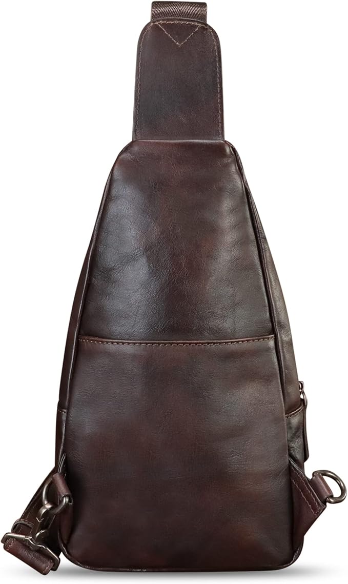 Genuine Leather Silng Bag for Women and Men Real Leather Sling Backpack Shoulder Crossbody Bag Chest Purses