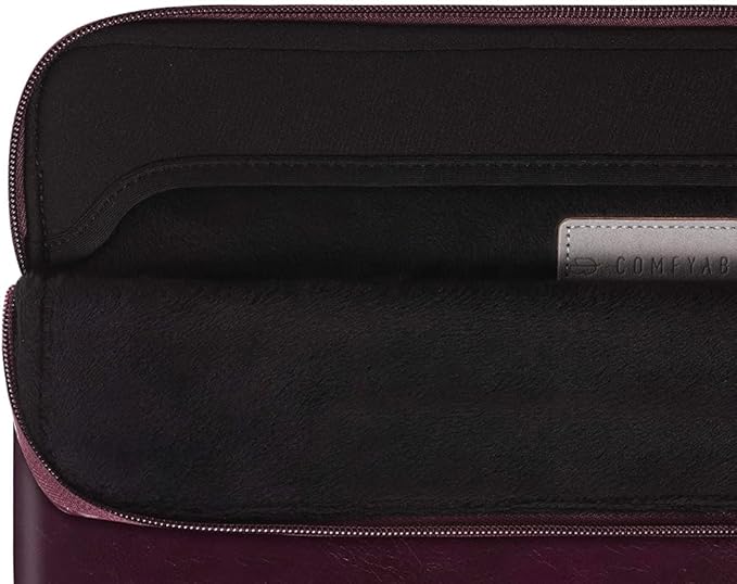 Comfyable Slim Laptop Sleeve Compatible with 13 Inch MacBook Air 13 in M4 M3 M2 M1, 13" MacBook Pro, PU Leather Bag Water-Resistant Cover Case, Berry Brown