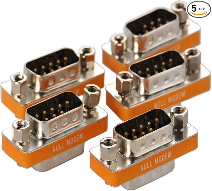 DB9 Null Modem Adapter Male to Male 5 Pack
