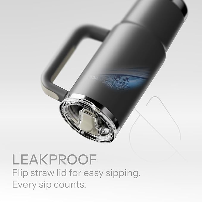 Easy Clean Pro Tumbler - 30 oz Water Bottle with Handle Quick-Disassemble Flip Straw, Leakproof Insulated Stainless Steel,Dishwasher Safe, BPA-Free Gifts for Women & Men