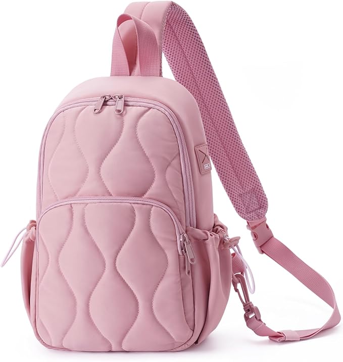 Wandering Nature Sling Bag for Women Lightweight Quilted Crossbody Bag Fits for 11" Tablet with Breathable Back Panel Anti Theft Pocket Padded Strap USB Charge Port, Ideal for Travel, Daily Use