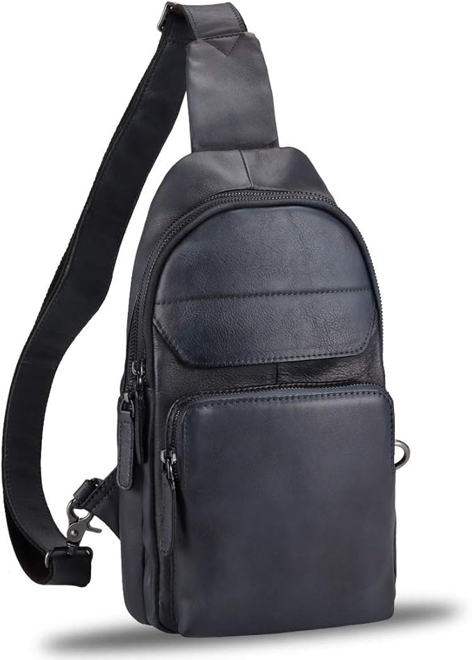 Genuine Leather Sling Bag for Man and Women Crossbody Purse Handmade Retro Shoulder Backpack Vintage Chest Bags