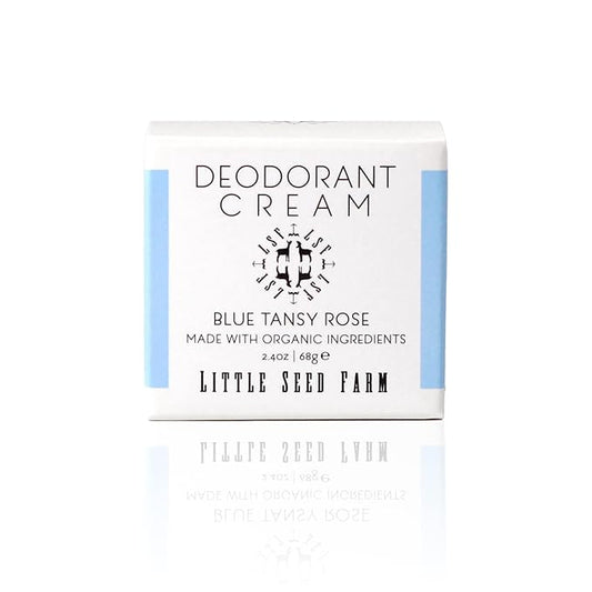 Little Seed Farm All Natural Deodorant Cream, Aluminum Free Deodorant for Women or Men - Blue Tansy Rose, Net Wt. 2.4oz | 68g
