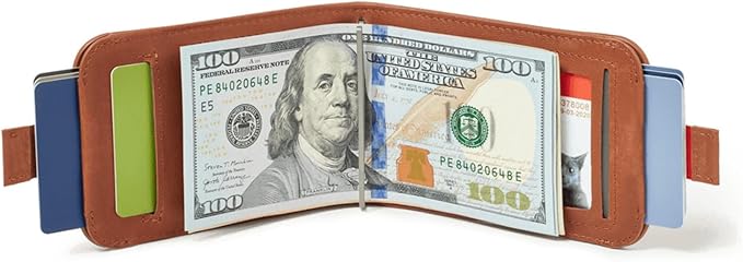 Distil Union Wally Bifold 5.0 Premium RFID Wallet with Titanium Money Clip - Slim Bifold Wallet for Men, Full Grain Leather, Minimalist RFID Card Holder - Holds 14 Cards & 30 Bills - Brown