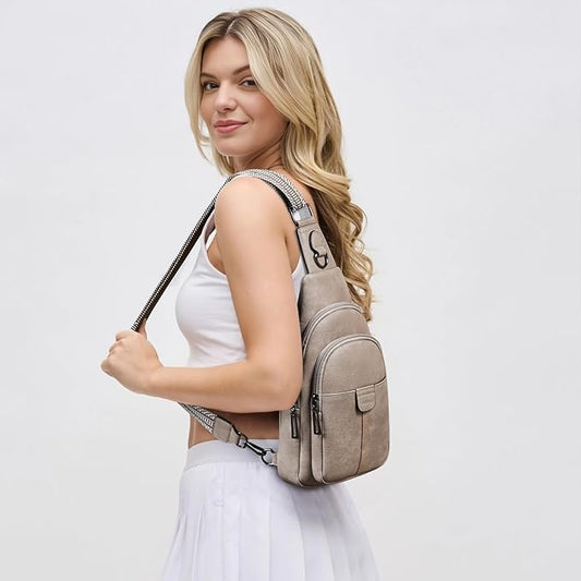 Womens Sling Bag Crossbody Bags for Women Vegan Leather Sling Backpack Daypack Fanny Pack Crossbody Purse Travel