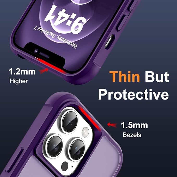 Compatible with iPhone 12 Pro Max Case & iPhone 13 Pro Max Case with Invisible Magnetic O-Ring Stand Translucent Phone Cases 6.7" [Compatible with Mag-Safe][Great Grip Feeling], Purple