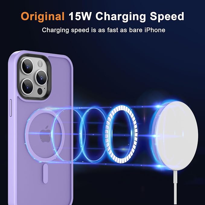 MOCCA Strong Magnetic for iPhone 14 Pro Max Case [Compatible with Magsafe] [10FT Military Grade Protective] Translucent Matte Slim Shockproof Case for iPhone 14 Pro Max 6.7" - Light Purple