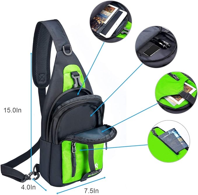 Y&R Direct 14 Colors Lightweight Sling Backpack Sling Bag Travel Hiking Small Backpack for Women Men Gifts