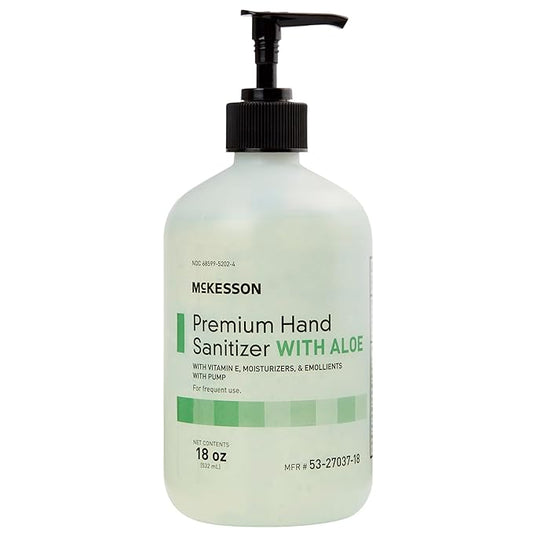 McKesson Hand Sanitizer with Aloe, 18 oz Pump Bottle – 70% Ethyl Alcohol, Spring Water Scent, No-Rinse Gel with Vitamin E and Moisturizers, Medical-Grade Sanitizer