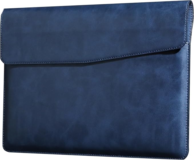 Leather Laptop Sleeve 13 Inch Compatible with MacBook Air M4 M3 M2 M1 2025-2018＆MacBook Pro M2 M1 2025-2016,Wear-Resistant and Scratch-Resistant Protective Case Cover,Blue