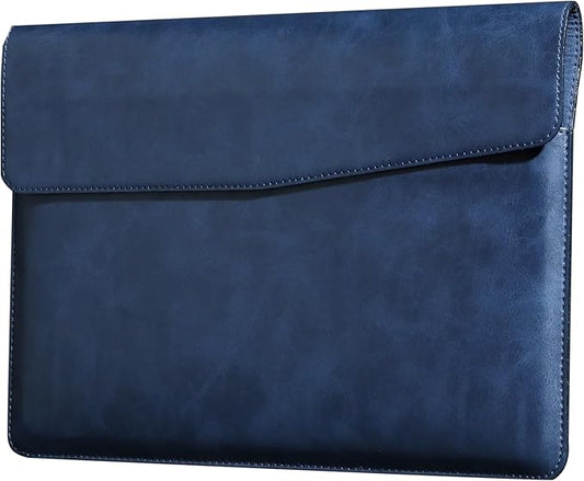 Leather Laptop Sleeve Compatible with MacBook Pro 16 Inch M4 M3 M2 M1 Pro/Max＆MacBook Air 15 Inch M4 M3 M2, Genuine Leather Protective Case Cover,Blue
