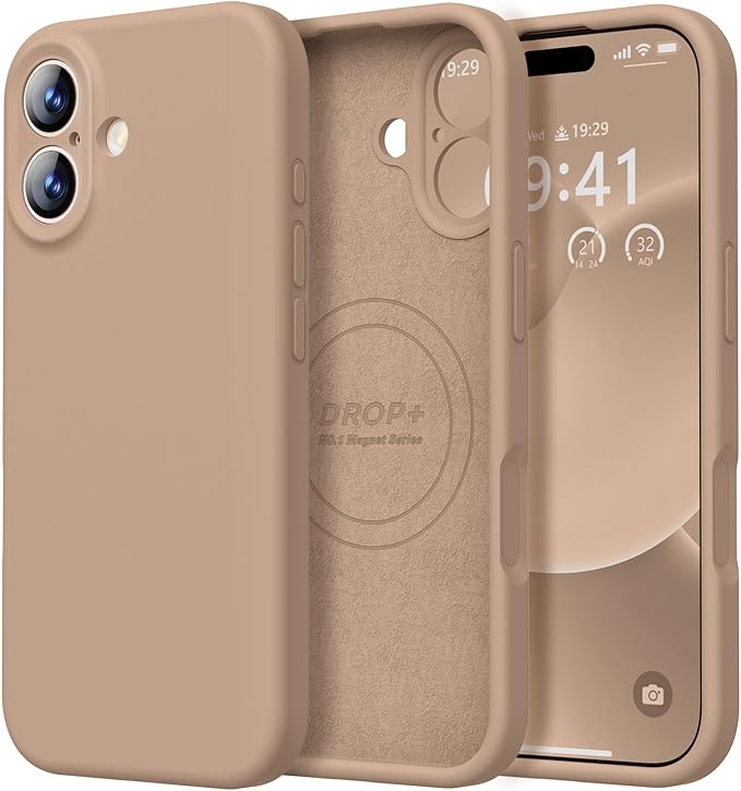 LOVE 3000 Designed for iPhone 17 Case, Premium Silicone [Compatible with Magsafe][Soft Anti-Scratch Microfiber Lining] Shockproof Protective Phone Case for Men Women 6.3", Light Brown