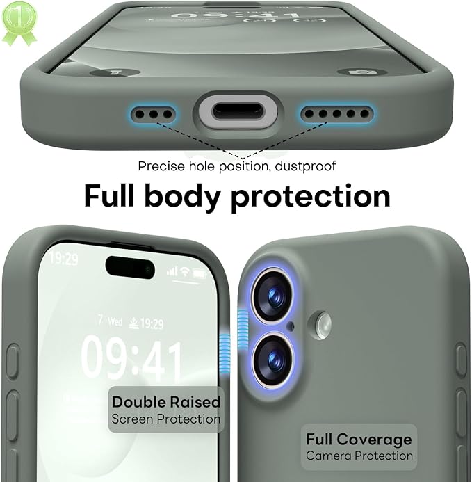 LOVE 3000 Designed for iPhone 17 Case, Premium Silicone [Compatible with Magsafe][Soft Anti-Scratch Microfiber Lining] Shockproof Protective Phone Case for Men Women 6.3", Calke Green