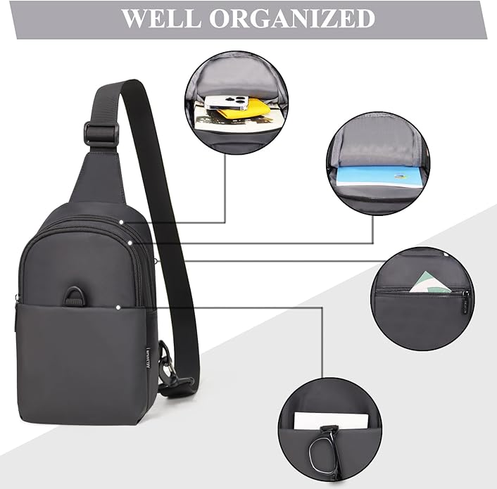 Waterproof Sling Bag Crossbody Bag for Travel Small Chest Bag for Women and Men travel sling bag for men