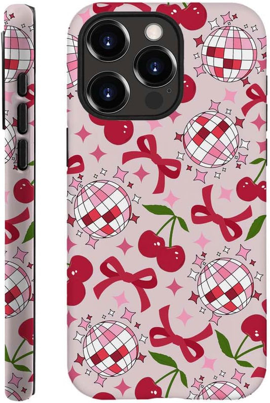 DAIZAG Case Compatible with for iPhone 11 Pro,Cute Pink Cherry Disco Ribbon Star Phone Case for iPhone 11 Pro for Girl Women Boy Men