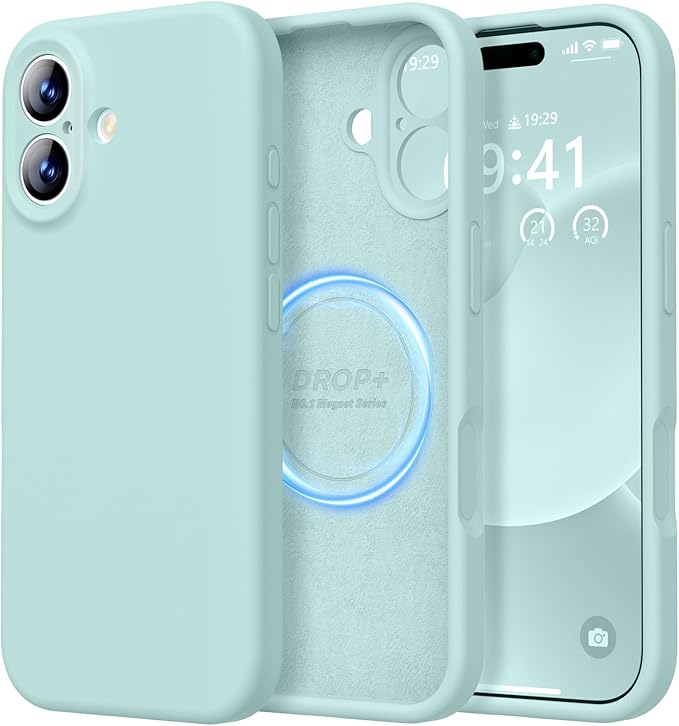 LOVE 3000 Designed for iPhone 17 Case, Premium Silicone [Compatible with Magsafe][Soft Anti-Scratch Microfiber Lining] Shockproof Protective Phone Case for Men Women 6.3", Mint