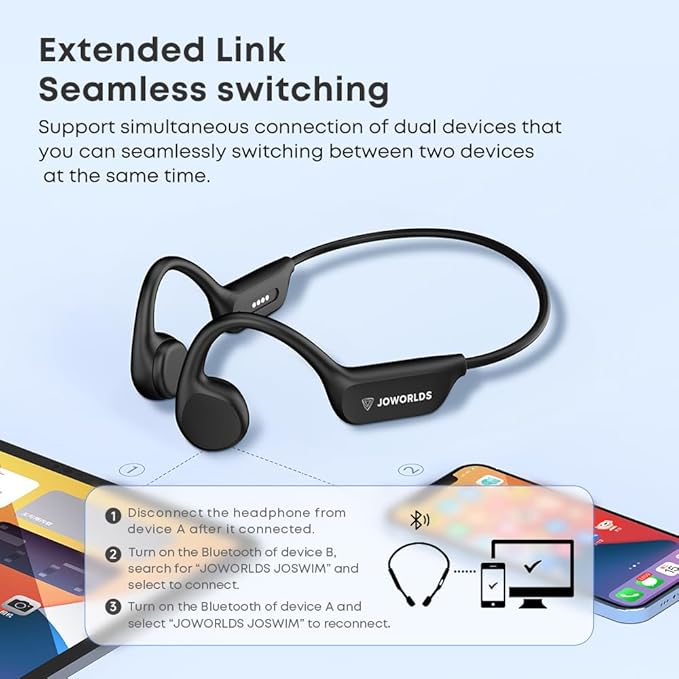 Open Ear Headphones Wireless Bluetooth, IP68 Waterproof Bone Conduction Headphones Bluetooth, Earphones Wireless Bluetooth, Sports Headphones for Running Swimming, 10 Hours Continuous Music