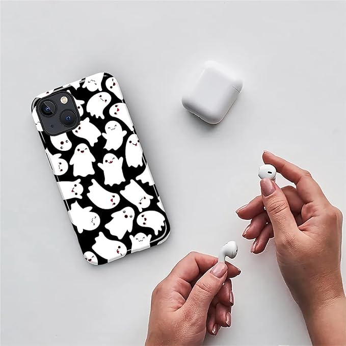 Case for iPhone 14 Plus Case,Halloween Ghosts Bats Design - Hybrid Dual Protection Silicone + Hard PC Shockproof Full Body Cover Slim Anti-Scratch Protective Case for Men Women