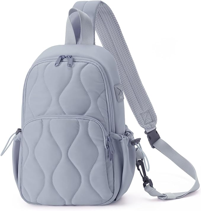 Wandering Nature Sling Bag for Women Lightweight Quilted Crossbody Bag Fits for 11" Tablet with Breathable Back Panel Anti Theft Pocket Padded Strap USB Charge Port, Ideal for Travel, Daily Use