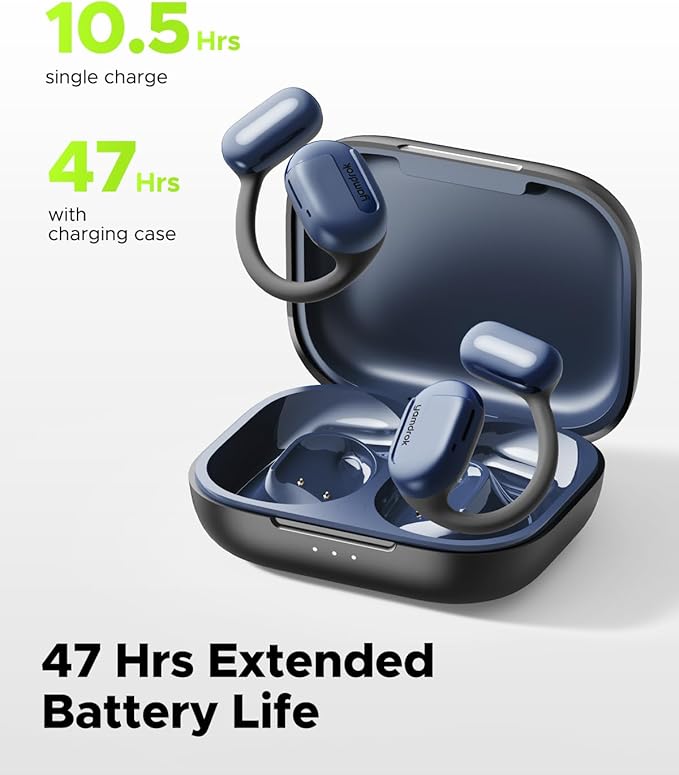 Power1 Open-Ear Headphones, Bluetooth 5.3 Wireless Earbuds with Earhook for Long-Lasting Comfort, Premium Sound with 16.2mm Driver, Dul Mic Clear Calls, 47H Playtime, Sweatproof for Workouts
