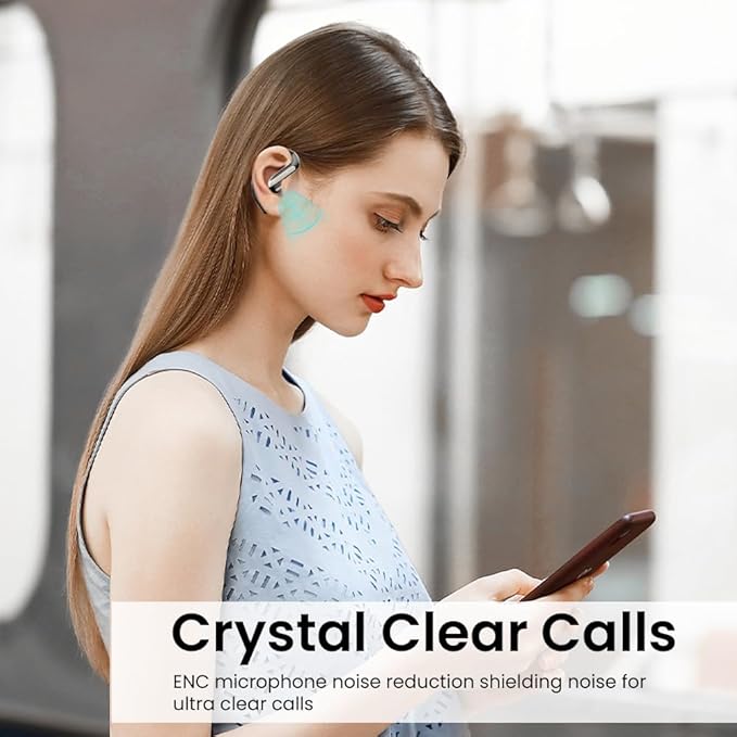 Wireless Earbuds Bluetooth Headphone Sport, 2025 Bluetooth Earbuds Stereo Deep Bass Over Ear Bud with Earhooks, ENC Noise Cancelling Mic,Waterproof Earphone for Workout/Running-Black