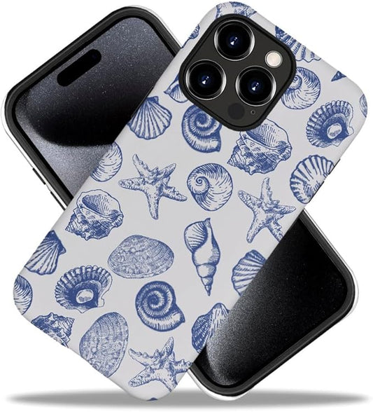 DAIZAG Case Compatible with for iPhone 16 Pro,Cute Blue Seashell Phone Case for iPhone 16 Pro for Girl Women Boy Men