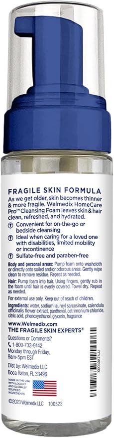 Rinse Free Cleansing Foam, 3 in 1 Body Wash, Shampoo and Personal Cleanser for Elderly, Incontinence and Infant Care, Hospital Grade, Sulfate Free, Paraben Free (Pack of 3)