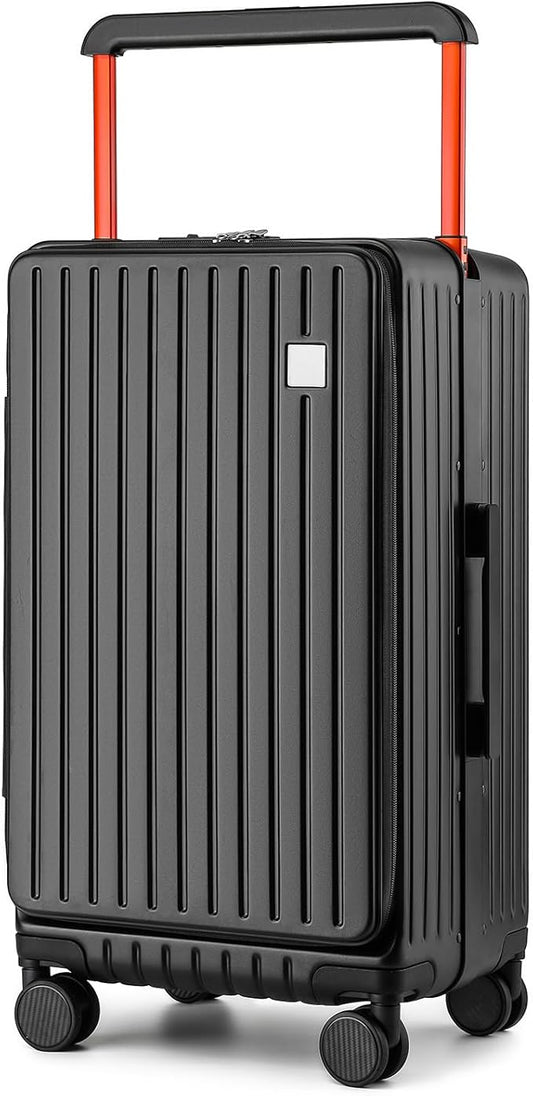 Joyway Hardshell 24 inch luggage with spinner wheels, Lightweight Hardside large checked withTSA Lock (Black, Checked Luggage-24 Inch)