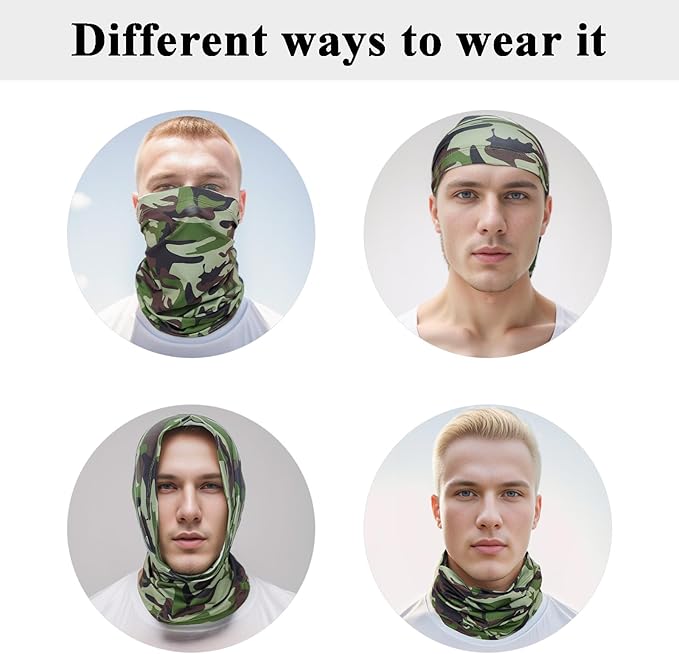 8 Pack Neck Gaiter Balaclava Gator Bandana Face Mask Cooling UV Protection Face Cover Neck Scarf for Men Women