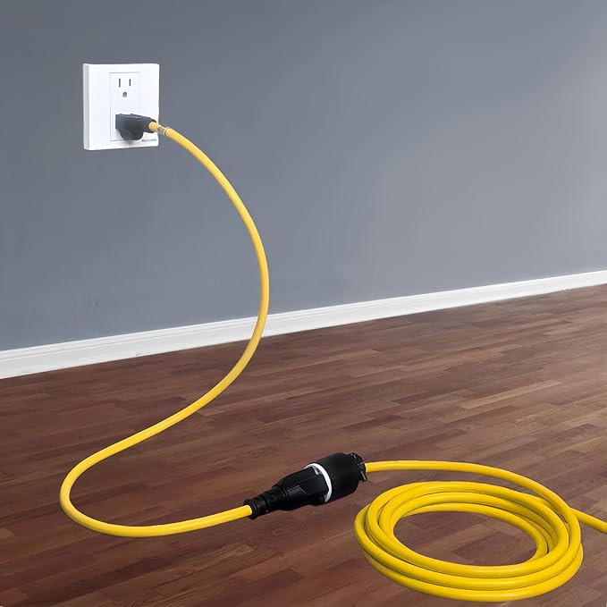 3-Feet 15 Amp Household AC Plug to 20 Amp T Blade Adapter Cable，14AWG 3-Foot 15 Amp to 20 Amp Plug Adapter Cord Nema 5-15P to 5-15R/5-20R 20Amp Comb AC Power Cord, Yellow