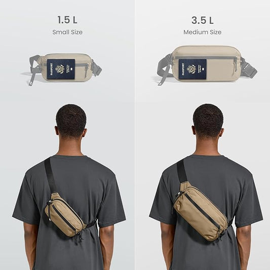 tomtoc 1.5L Sling Bag with RFID Blocking, Crossbody Bag Minimalist Chest Shoulder Pack for Men and Women, Water-resistant Lightweight Carry Casual Bag for Travel, Daily Use