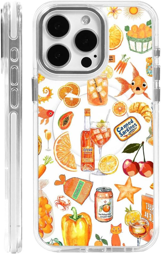 DAIZAG Case for iPhone 14 Pro Max, [Compatible with MagSafe],Phone Case for Women Girls Magnetic Clear Cover,Fruit Collage Summer Aesthetic