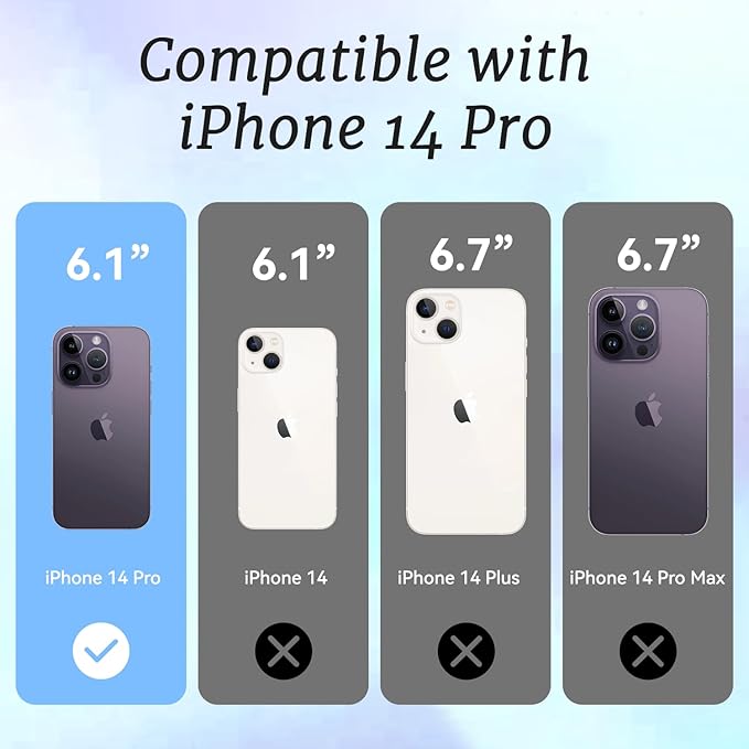 for iPhone 14 Pro Case, Vintage Botanical Pattern with Blue Flowers, Military-Grade Drop Protection, Elegant Soft Slim TPU Protective Cover with Camera Lens Protection for Women & Girls