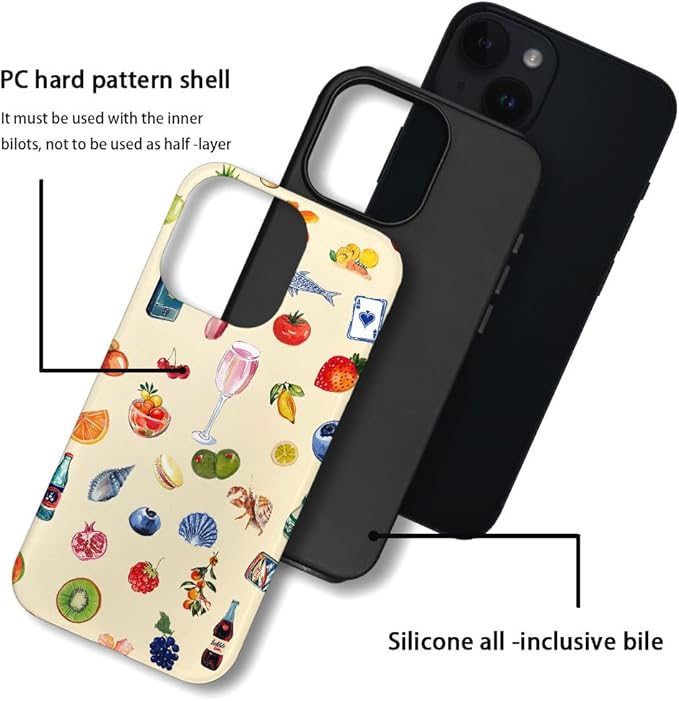 DAIZAG Case Compatible with iPhone 14,Fit Shockproof Cover for Women Girls,Fruit Flower Seashell Aesthetic